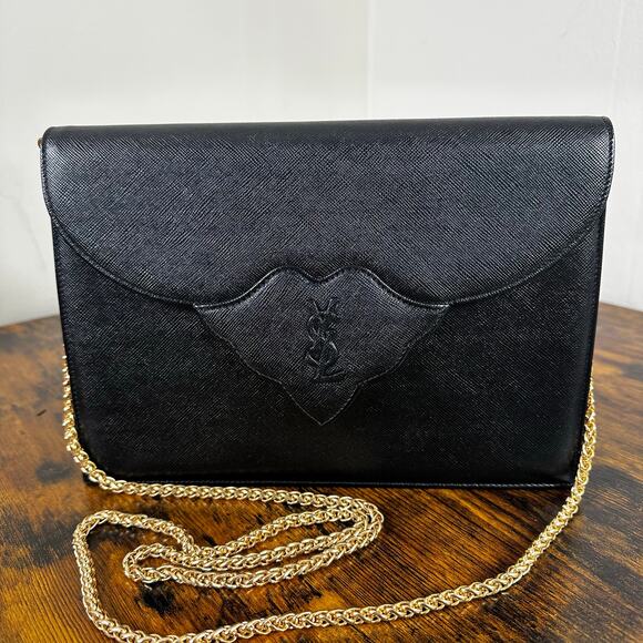 Yves Saint Laurent YSL Logo Vintage Leather Clutch - Picture 3 of 14